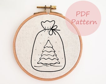 Christmas tree ornament embroidery pattern, winter PDF pattern, Christmas hand embroidery design, DIY holiday decor, holiday ornament, wall