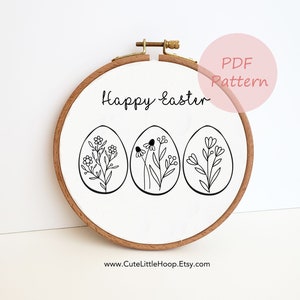 Floral Easter egg hand embroidery design, Easter egg embroidery pattern, Happy Easter embroidery PDF, DIY easter decoration, handmade gift