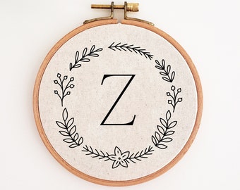 26 initial Christmas ornament embroidery pattern, letter hand embroidery design, alphabet ornament embroidery PDF pattern, DIY home decor