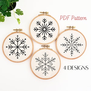 Snowflake ornament embroidery pattern, Christmas ornament embroidery PDF pattern, DIY decor, hand embroidery design, embroidery template