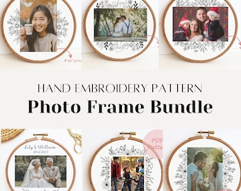 4x6 Photo frame PDF pattern, embroidery pattern bundle, photo holder, wildflower hand embroidery design, DIY gift, wedding anniversary gift