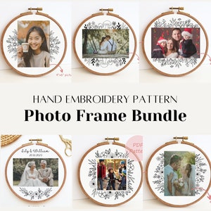 4x6 Photo frame PDF pattern, embroidery pattern bundle, photo holder, wildflower hand embroidery design, DIY gift, wedding anniversary gift
