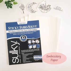 Papier à broder à coller et à piquer, stabilisateur Sulky, papier à coller et à piquer, imprimable, papier soluble dans l'eau, papier de transfert de motifs, autocollant