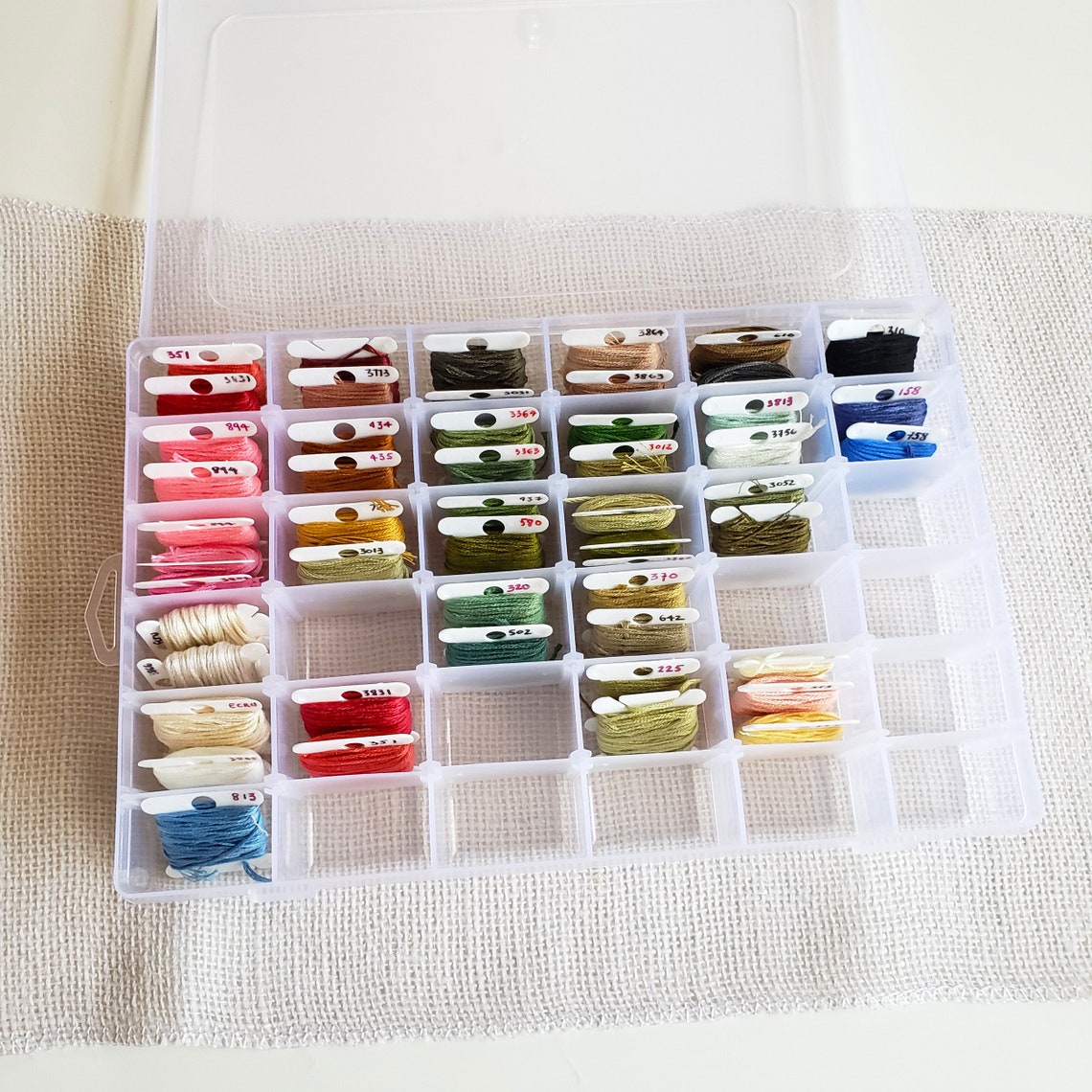 Embroidery floss storage box DMC floss bobbin thread storage Etsy