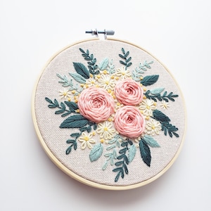 Flower Embroidery Pattern, Pdf Embroidery Pattern, Easy Embroidery Kit ...