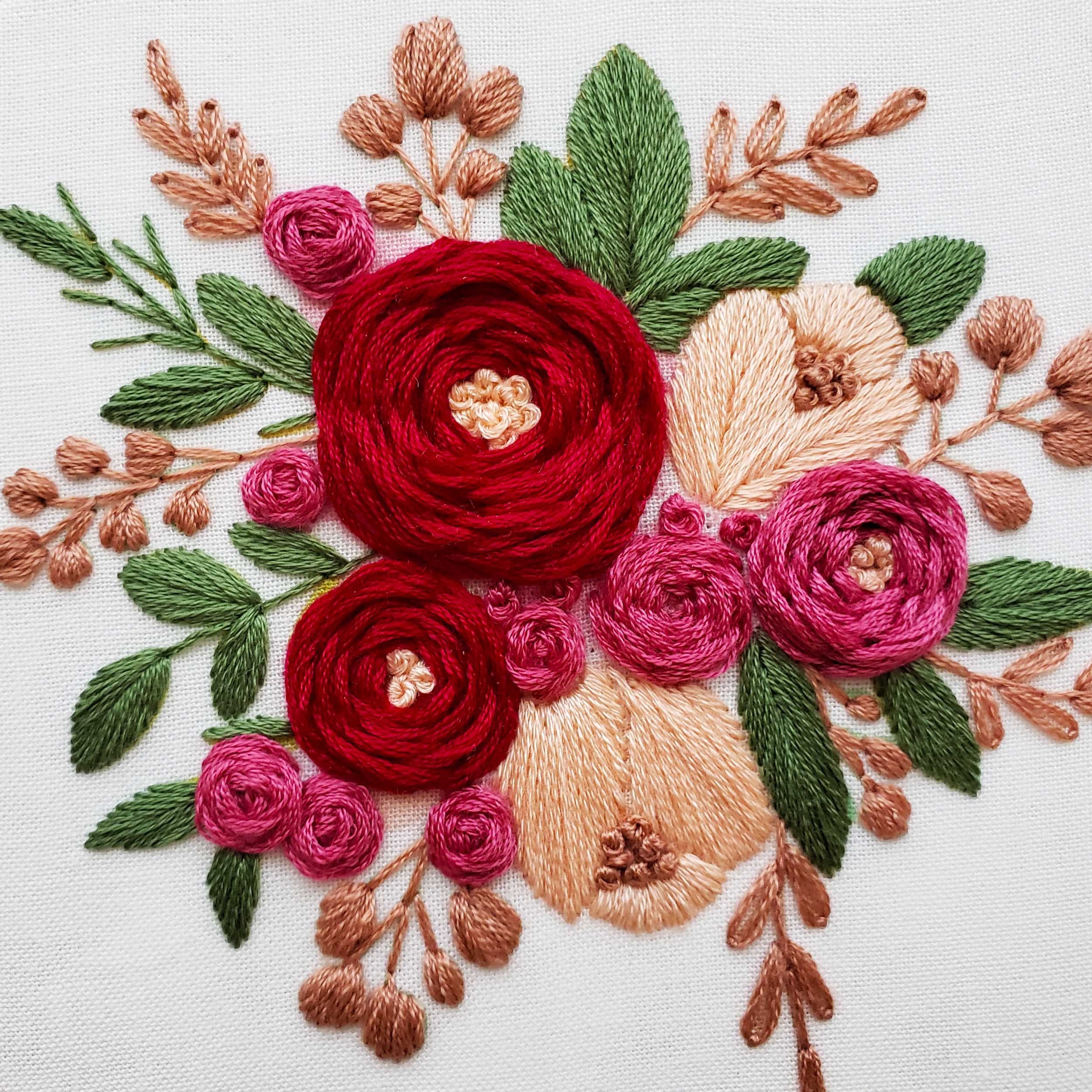 Rose Embroidery Kit Floral Embroidery Kit Needlepoint Kit Etsy