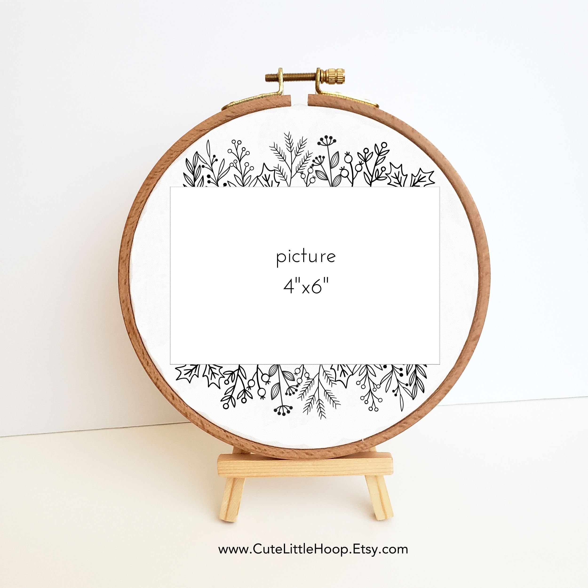 Photo Frame Embroidery Pattern Christmas Photo Frame Embroidery Pattern, Winter Floral Picture Frame ...