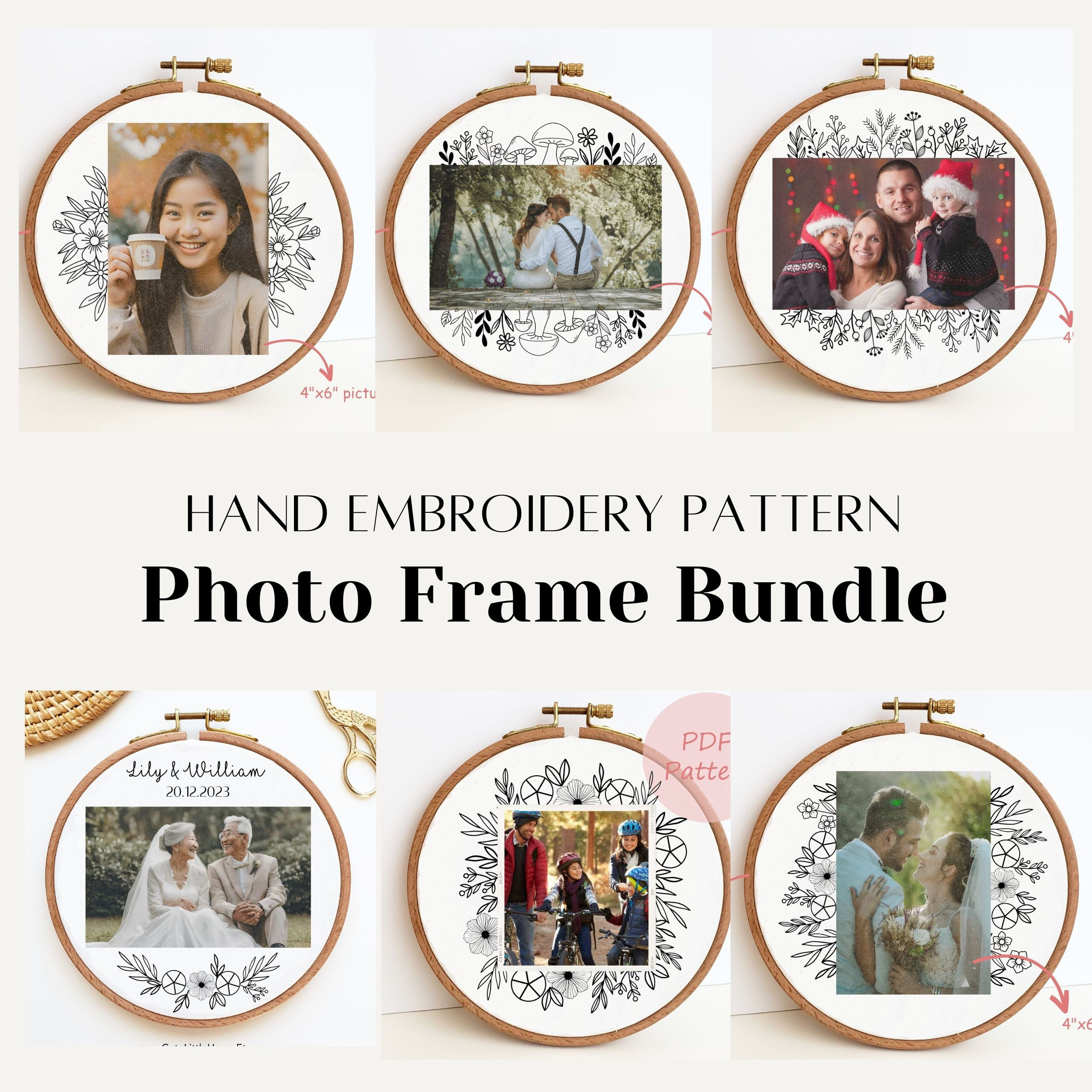 4x6 Photo Frame PDF Pattern, Embroidery Pattern Bundle, Photo Holder ...