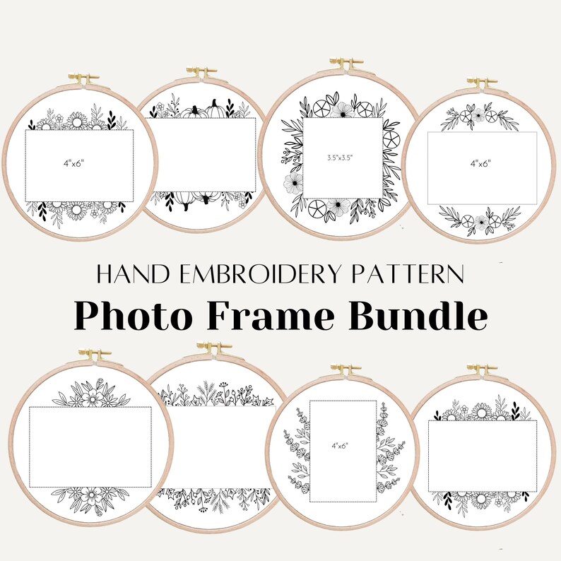 Floral 4x6 Picture Frame Embroidery PDF Pattern, Photo Holder Hand ...