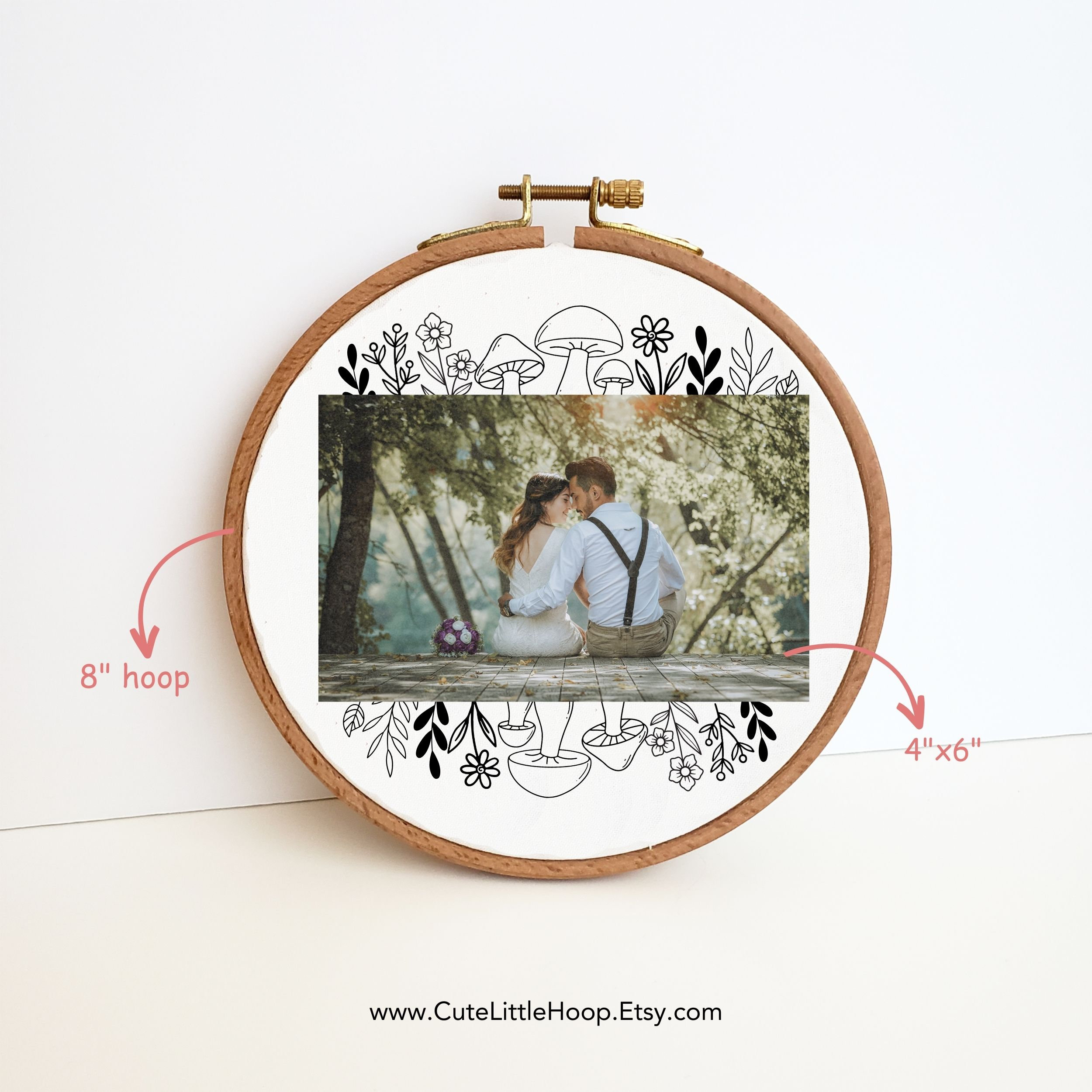 Photo Frame Embroidery Pattern Mushroom Photo Frame Embroidery Pattern, Floral Picture Frame PDF ...