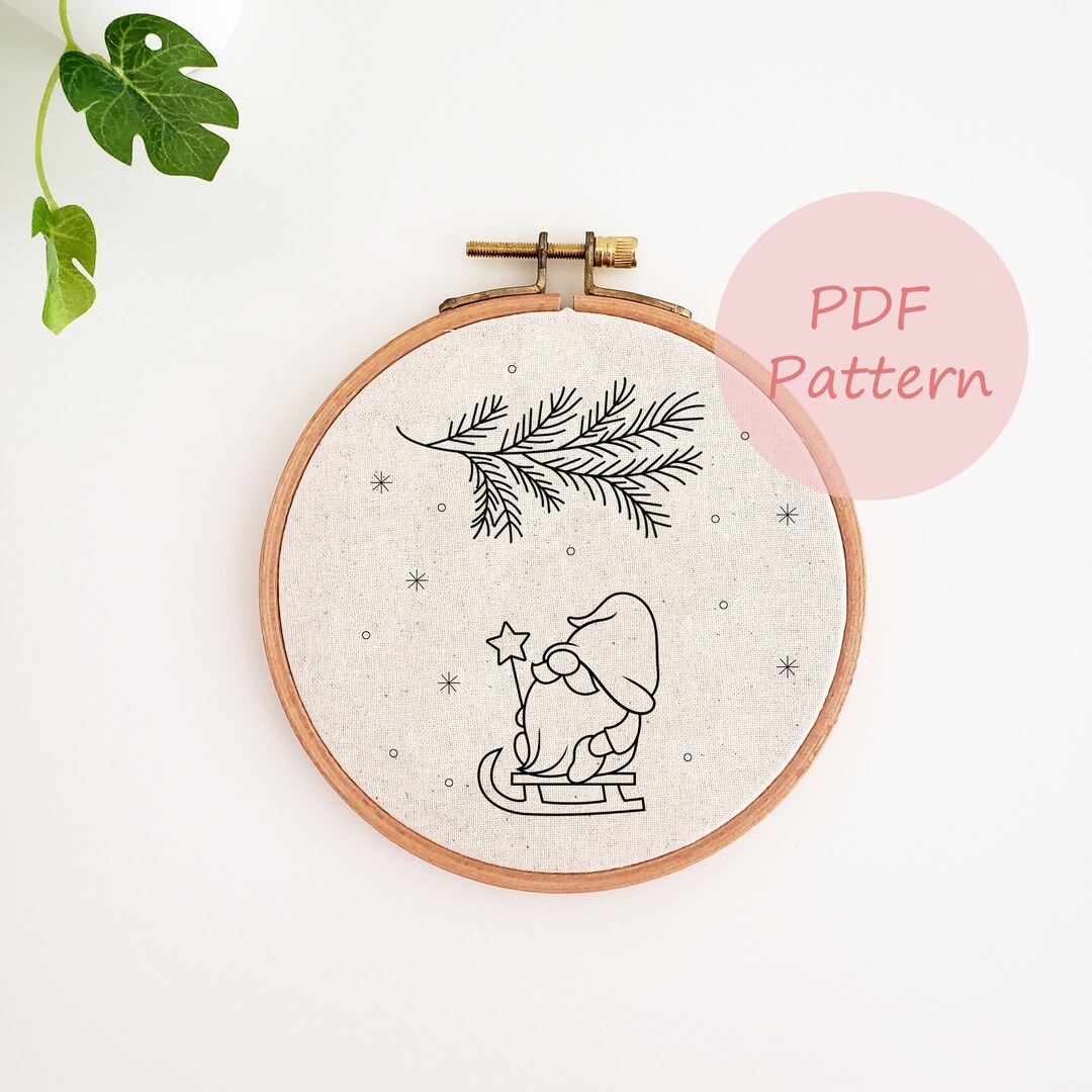 Gnome Sleigh Embroidery Pattern, Christmas Embroidery PDF Pattern ...
