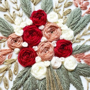 Wedding embroidery pattern, wedding bouquet, hand embroidery PDF, floral embroidery pattern, rose cross stitch pattern, simple embroidery image 4
