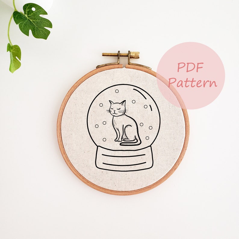2022 Christmas Holiday Snowglobe Ornament Snow Globe Cat Embroidery Pattern Christmas Ornament Etsy