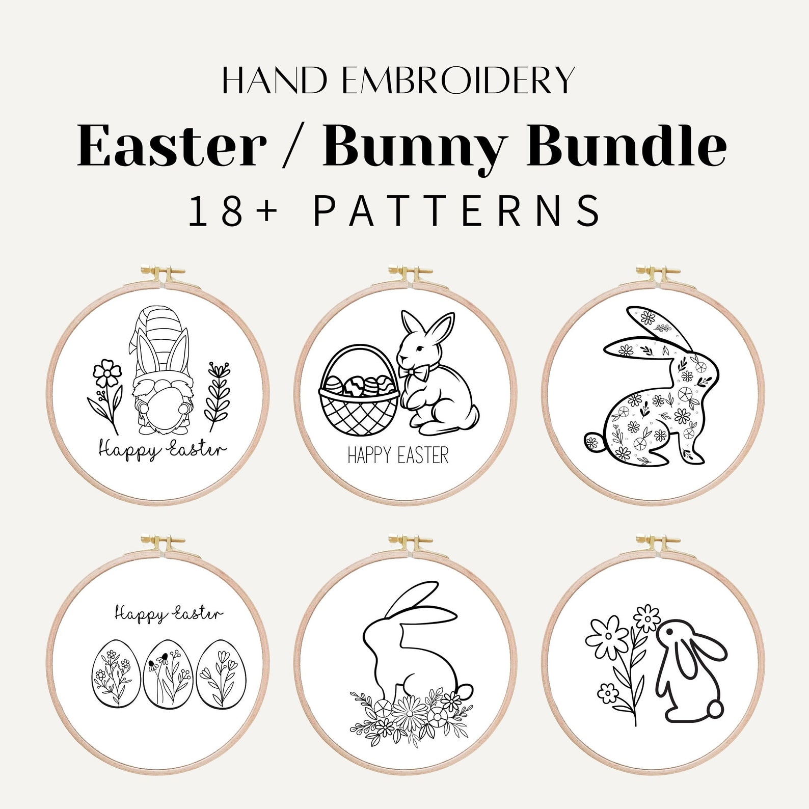 Easter Embroidery Pattern Bundle, Easter Egg PDF Pattern, Easter Bunny ...