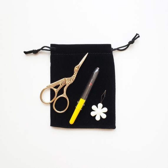 Seam ripper kit, embroidery scissors, embroidery accessory, thread ripper, stork scissors, needle threader, birthday gift for best friend