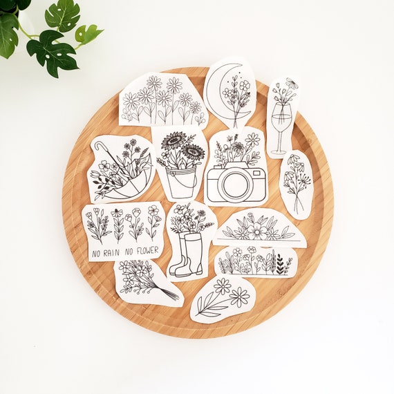 Botanical embroidery pattern, stick and stitch floral, stick on embroidery pattern, peel and stick, embroidery clothes, embroidery design