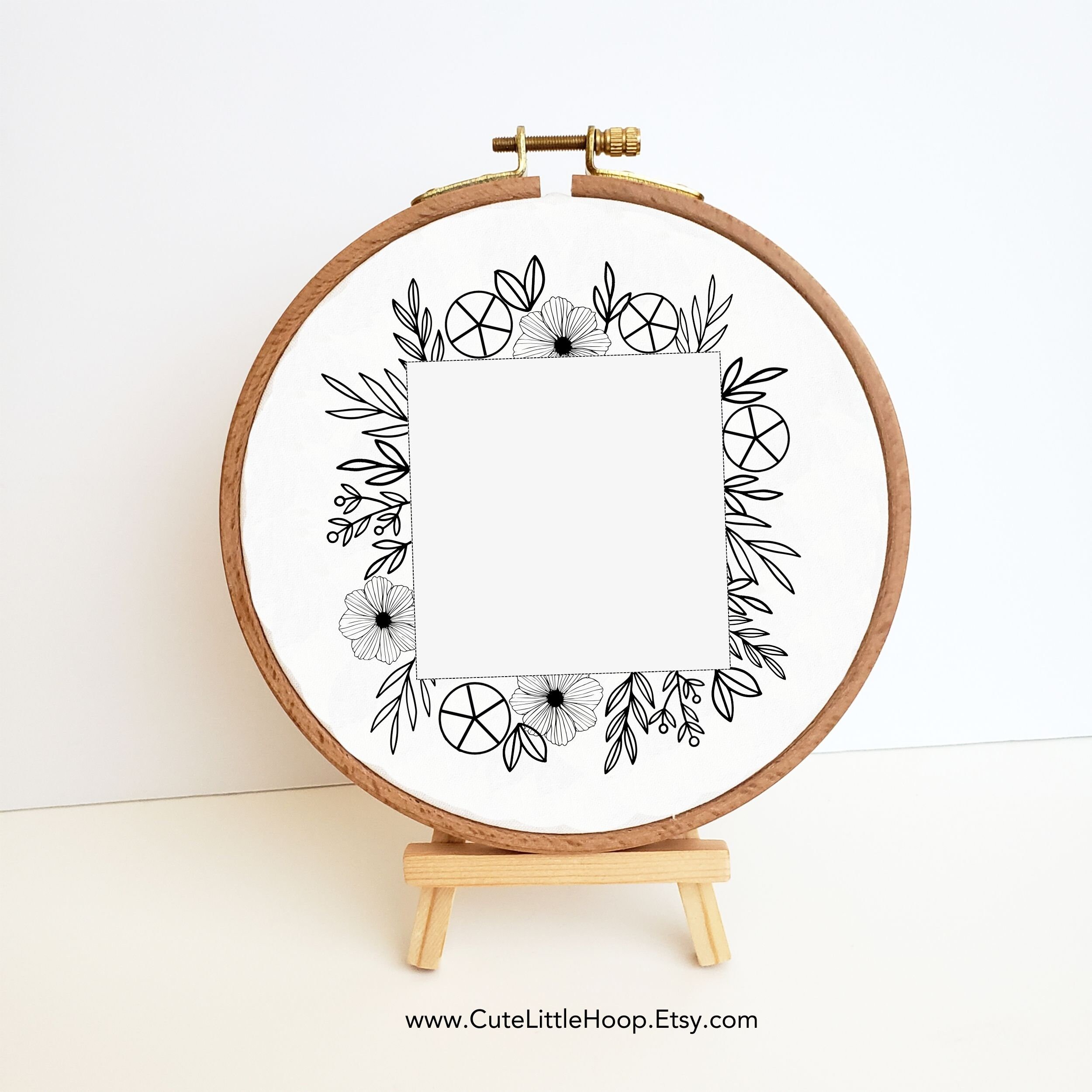 Photo Frame Embroidery Pattern Flower Square Photo Frame Embroidery Pattern, Floral Picture Frame PDF ...