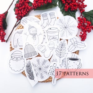 Christmas embroidery pattern, stick and stitch embroidery, ornament hand embroidery design, embroidery sticker, embroidery patch, winter