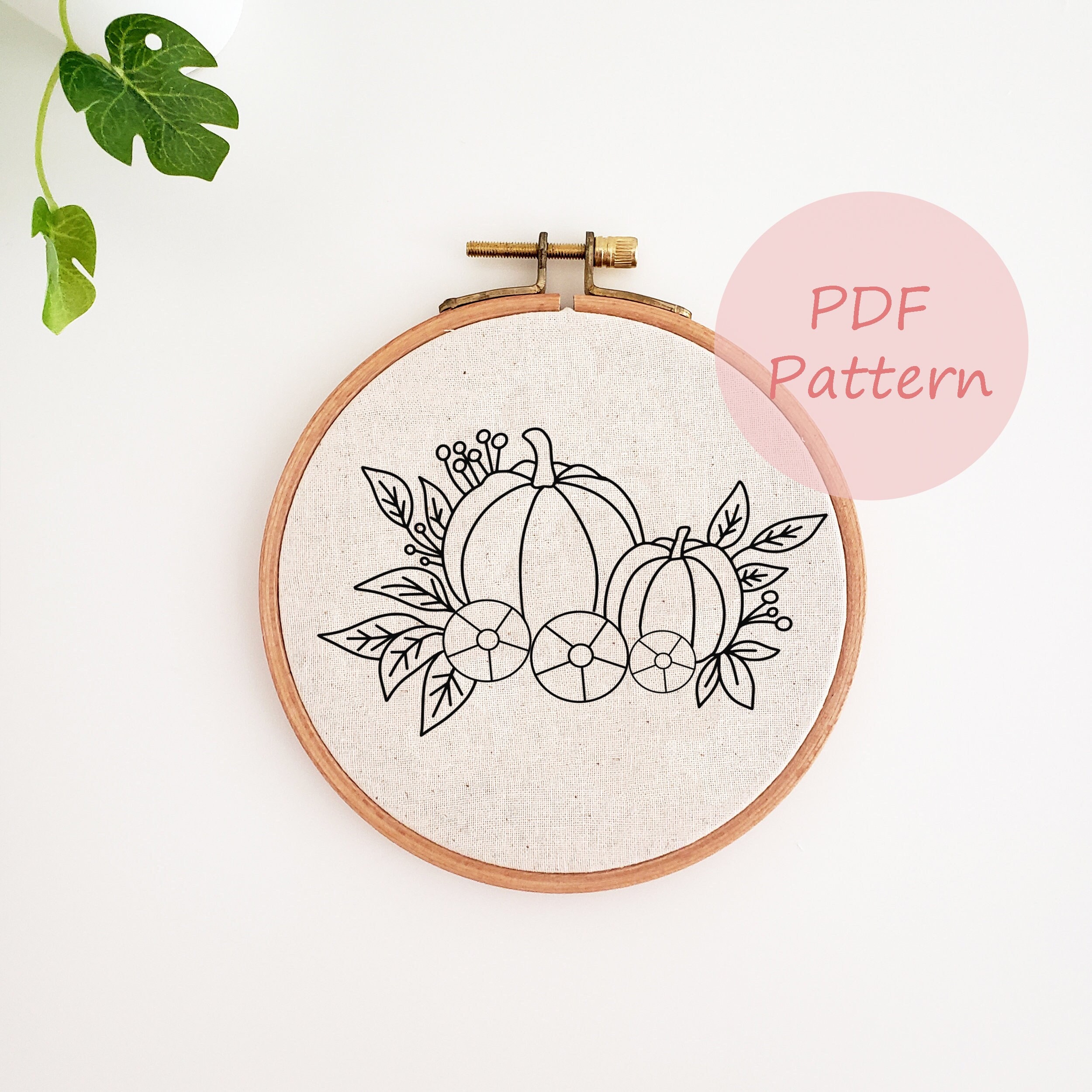 Pumpkin Embroidery Pattern Printable Embroidery Pattern Hand Etsy