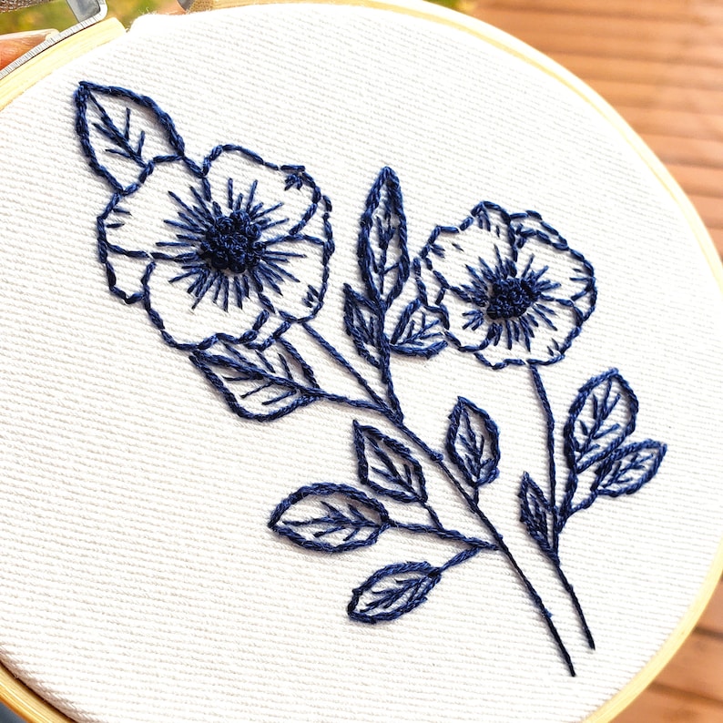monochrome embroidery mothers day gifts from daughter Monochrome cross stitch modern embroidery nature minimalist decor
