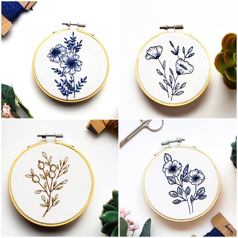 monochrome embroidery mothers day gifts from daughter Monochrome cross stitch modern embroidery nature minimalist decor