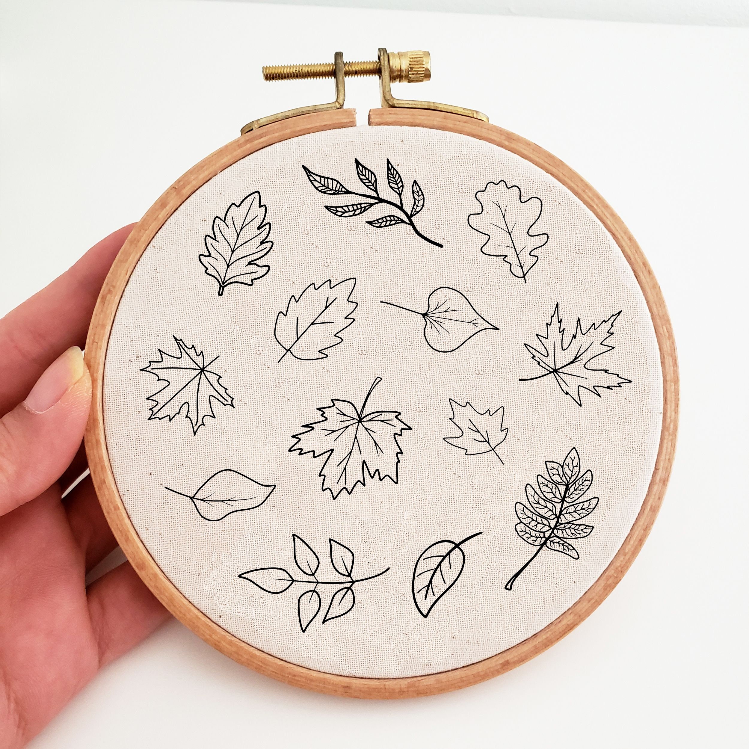 Fall Leaf Embroidery Pattern, Autumn Leaves Hand Embroidery Design, PDF ...