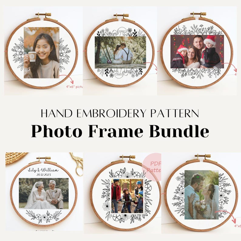 Photo Frame Embroidery Pattern Bundle for Polaroid Picture, Mini Size ...
