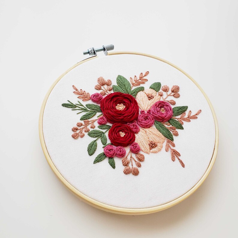 Rose Embroidery Kit Floral Embroidery Kit Needlepoint Kit Etsy