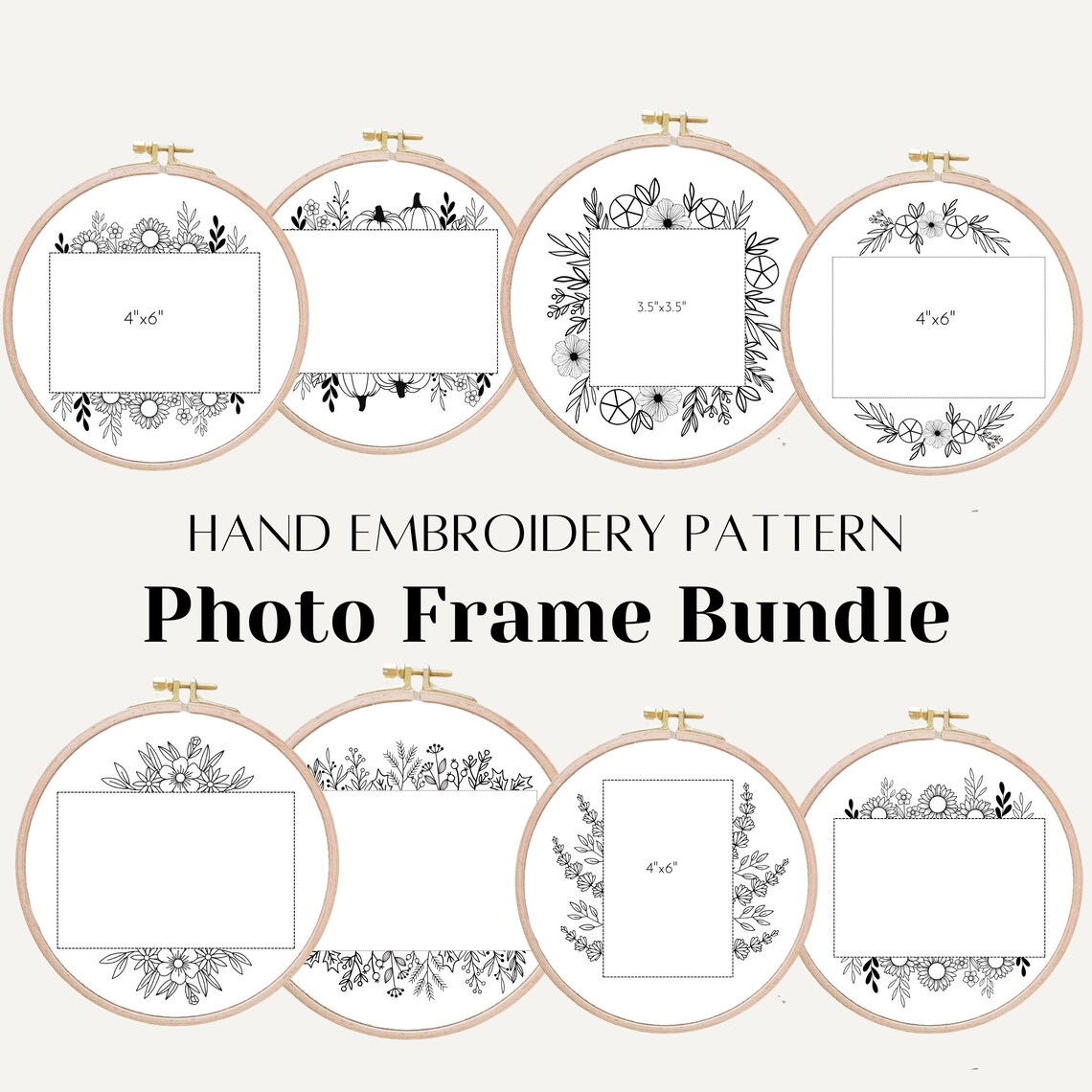 Photo Frame Embroidery Pattern Pumpkin Photo Frame Embroidery Pattern, Floral Picture Frame PDF ...