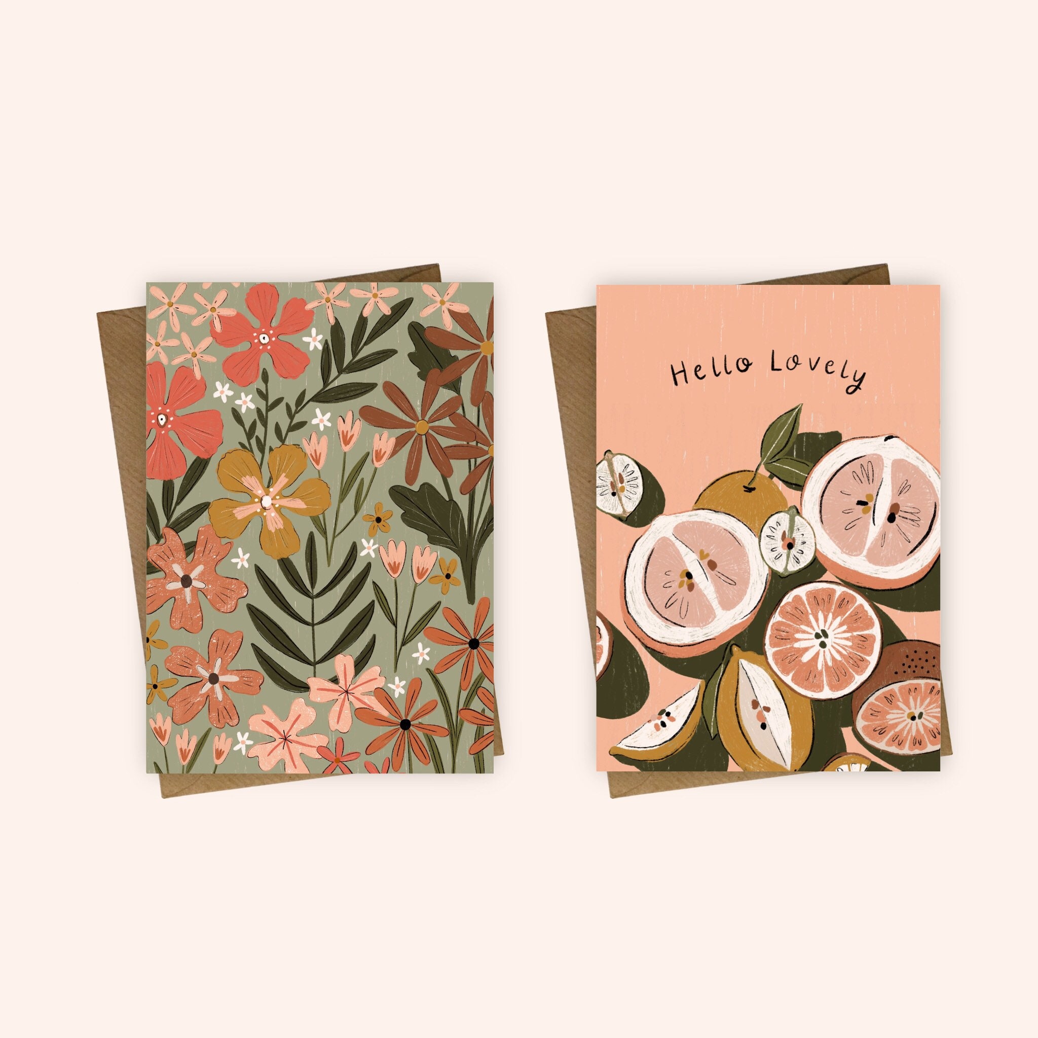 Pack of 2 A6 Greetings Cards | Etsy