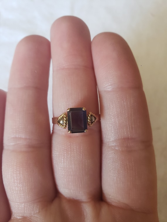 18k Yellow Gold Iolite Vintage Ring - image 5