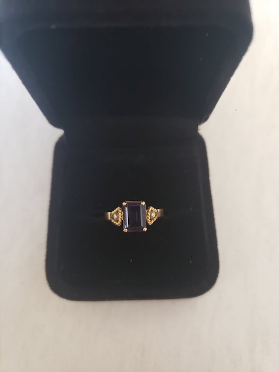 18k Yellow Gold Iolite Vintage Ring - image 1