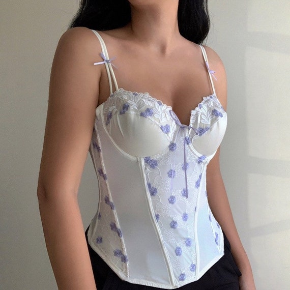 White Angelic Floral Corset Bustier Top