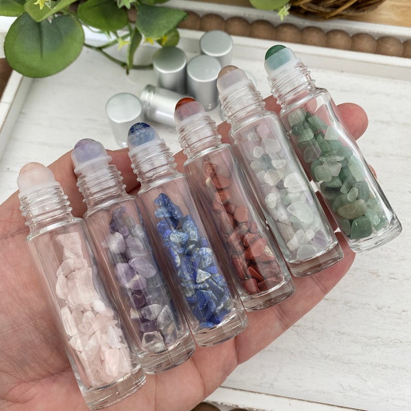 Crystal Infused Roller Bottles (Perfect for Essential Oils, Moon Water, Perfumes, and More!)