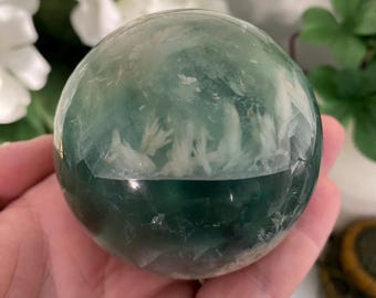Rainbow Fluorite with Feather Inclusions Spheres – Sphere Stand Included