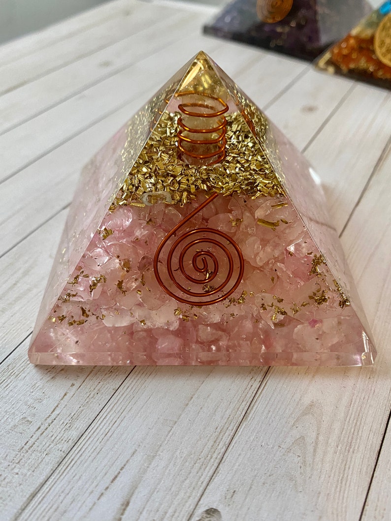 Orgone/Organite Pyramids Choice of Styles Chakra, Lapis, Rose Quartz, Amethyst, Onyx, Shungite/Selenite Rose Quartz