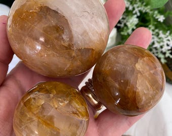 Golden Healer Quartz Spheres (Hematoid Quartz), You Choose, Sphere Stand Included