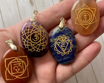 Chakra Symbol Pendants, Small and Large Sizes Available