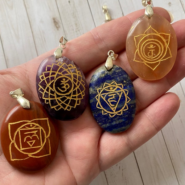 Chakra Symbol Pendants, Small and Large Sizes Available