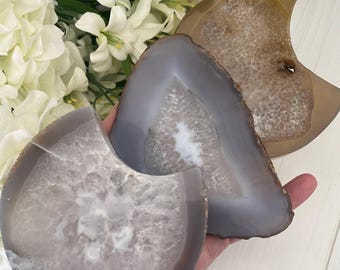 Agate Crystal Moons and Slices (You Choose) Display Stand Included