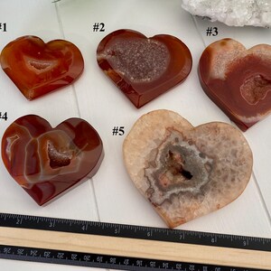 Carnelian Druzy Heart Crystals, Creativity Confidence & Passion (You Choose) immagine 8
