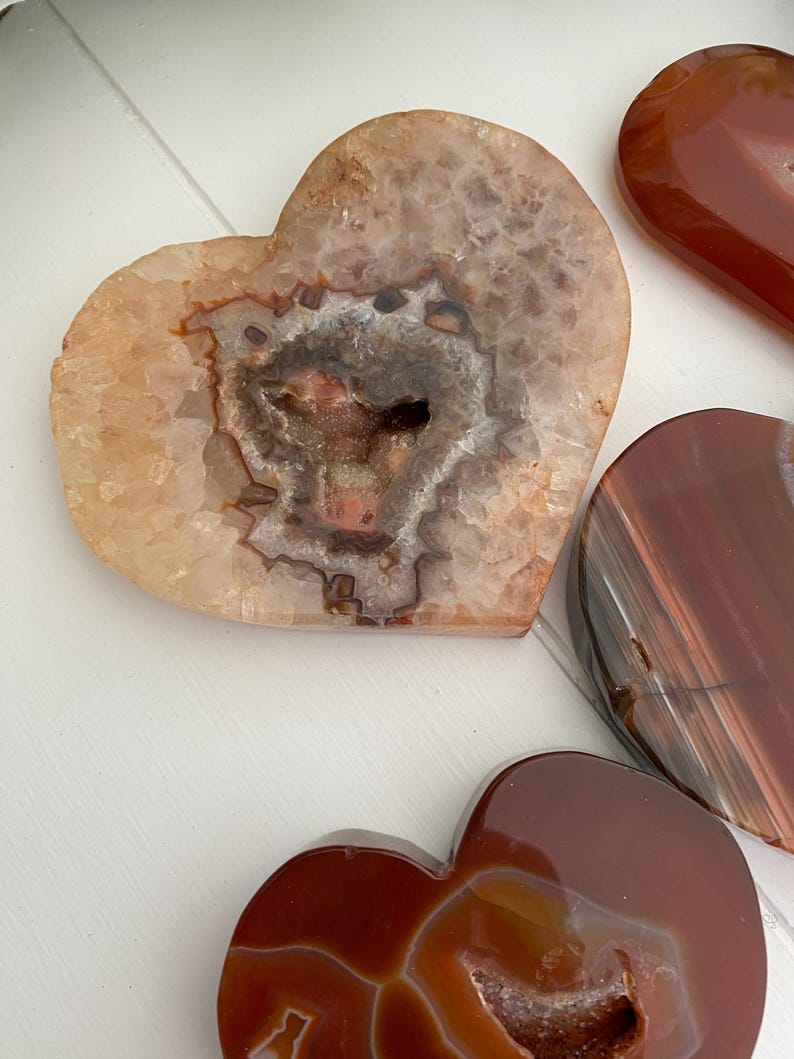 Carnelian Druzy Heart Crystals, Creativity Confidence & Passion (You Choose) immagine 4
