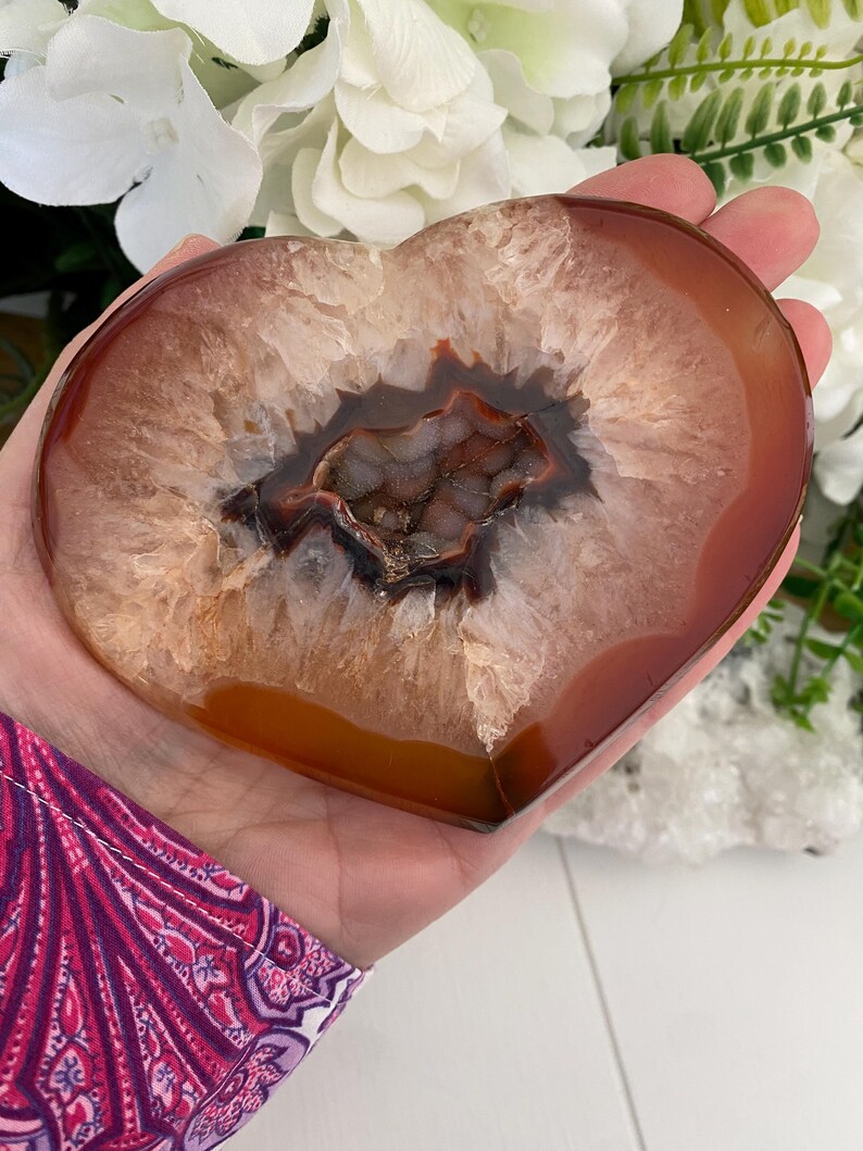 Carnelian Druzy Heart Crystals, Creativity Confidence & Passion (You Choose) immagine 2