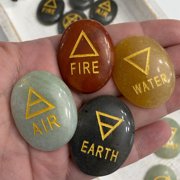 Element Stone Set  (Fire, Air, Water, Earth, Spirit, with Storage Pouch)