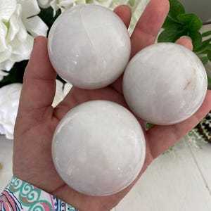 Snow White Quartz Spheres (You Choose) Sphere Stand Included