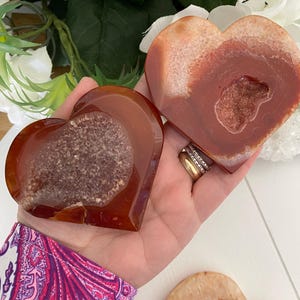 Carnelian Druzy Heart Crystals, Creativity Confidence & Passion (You Choose) immagine 3