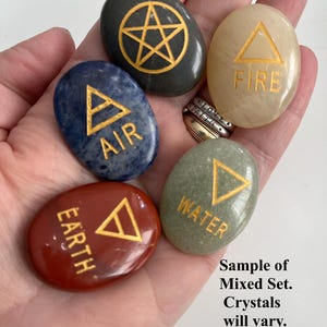 Element Stone Set  (Fire, Air, Water, Earth, Spirit, with Storage Pouch)