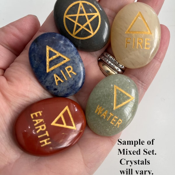 Element Stone Set  (Fire, Air, Water, Earth, Spirit, with Storage Pouch)