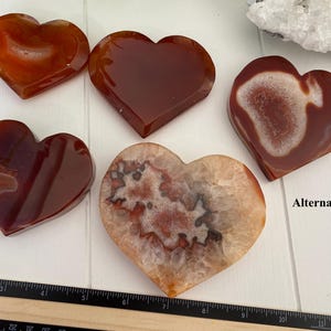Carnelian Druzy Heart Crystals, Creativity Confidence & Passion (You Choose) immagine 9