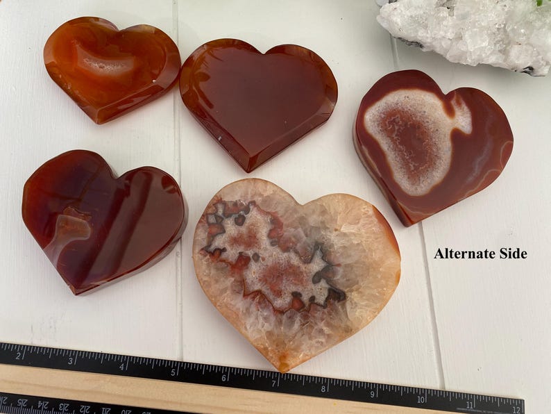 Carnelian Druzy Heart Crystals, Creativity Confidence & Passion (You Choose) immagine 9